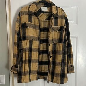 Lucky Brand Tan and Black Flannel shacket